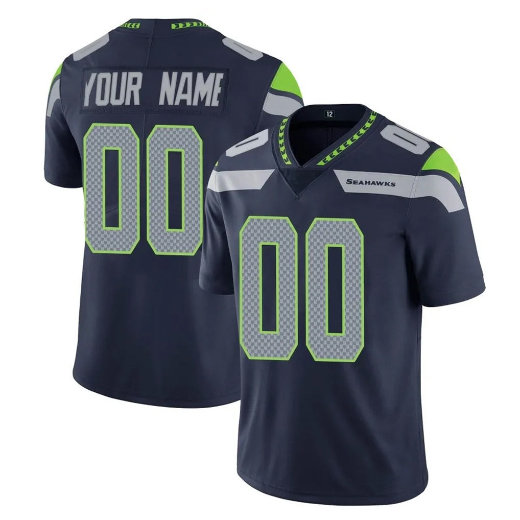 Custom S.Seahawks Navy Limited Vapor Untouchable Home Game Any Name & Numbers Ndoa Stitched Jerseys