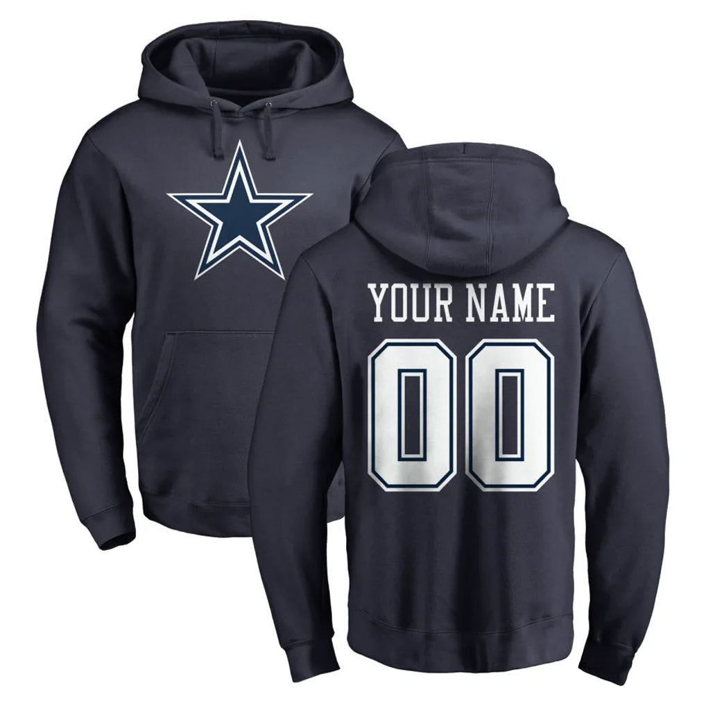 Custom D.Cowboys Navy Pullover Hoodies Limited Any Name & Numbers Ndoa Stitched Jerseys