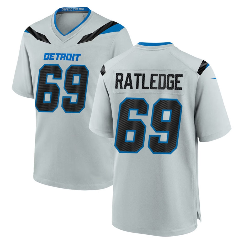 D.Lions #69 Tate Ratledge Player Silver 2026 Rivalries Collection Home Game Ndoa Stitched Jerseys