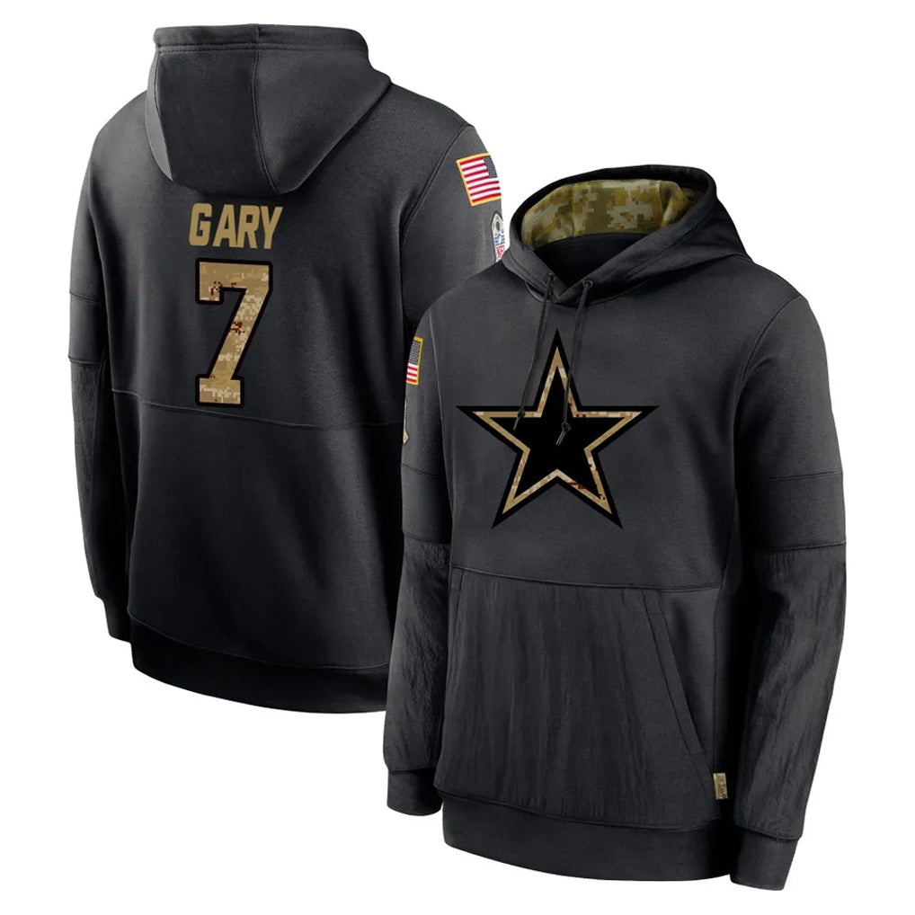 D.Cowboys #7 Rashan Gary Player Black Salute to Service Pullover Hoodies Limited Ndoa Stitched Jerseys