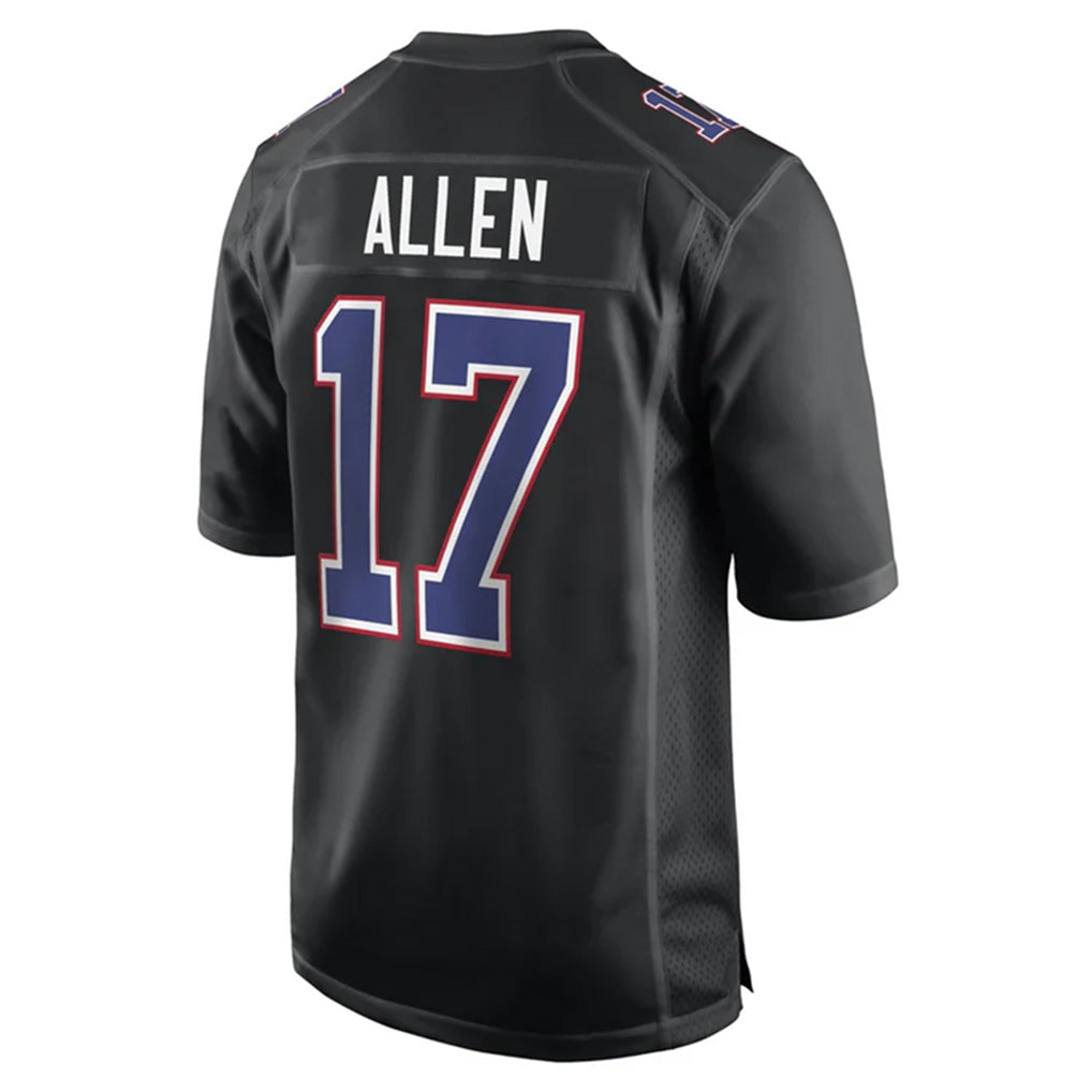 B.Bills #17 Josh Allen Player Black Carbon Fashion Replica Game Ndoa Stitched Jerseys