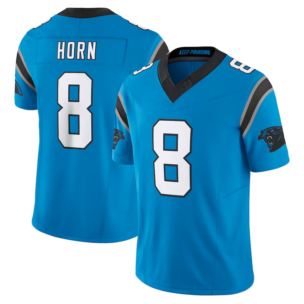 C.Panthers #8 Jaycee Horn Player Blue Vapor F.U.S.E. Limited Home Game Ndoa Stitched Jerseys