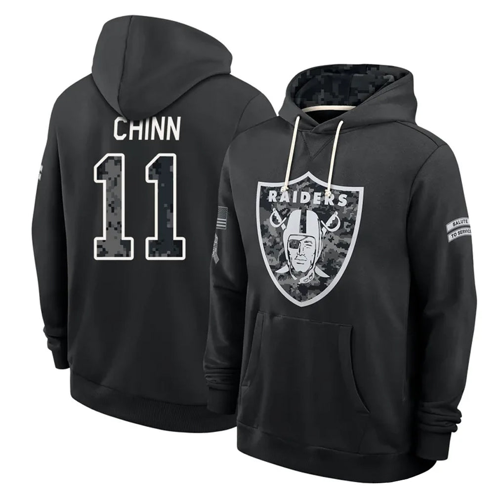 LV.Raiders #11 Jeremy Chinn Player 2026 Black Logo Pullover Hoodies Limited Game Stitched Jerseys