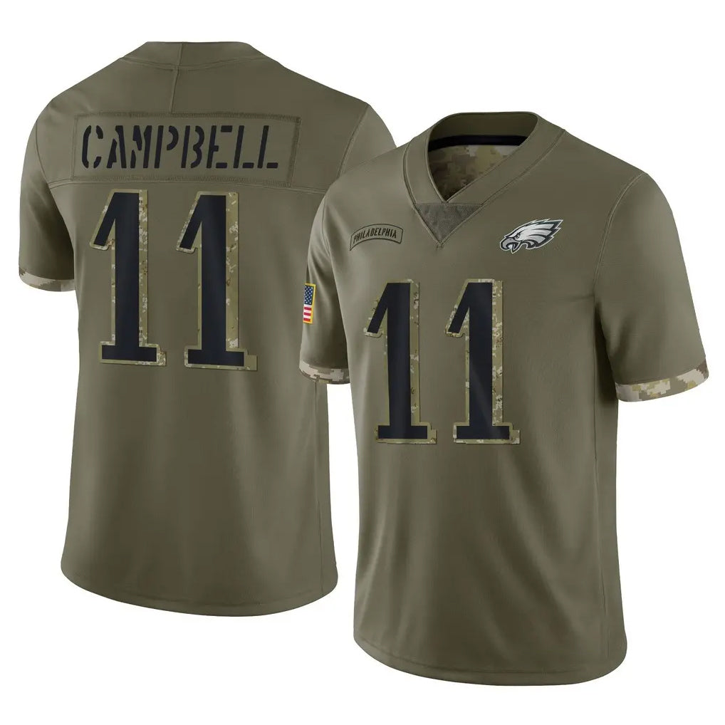 P.Eagles #11 Jihaad Campbell Player Olive Salute To Service Limited Ndoa Stitched Jerseys