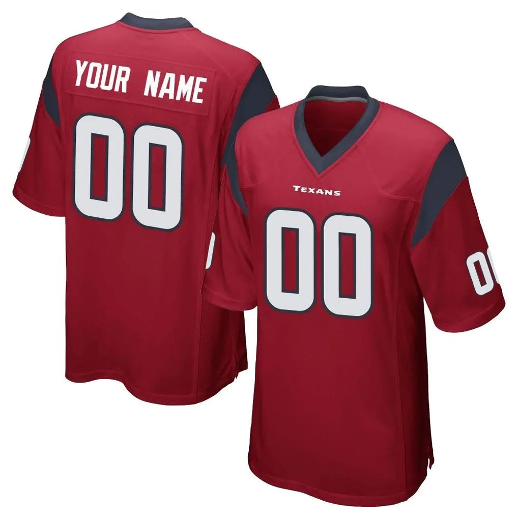 Custom H.Texans Red Home Game Any Name & Numbers Ndoa Stitched Jerseys