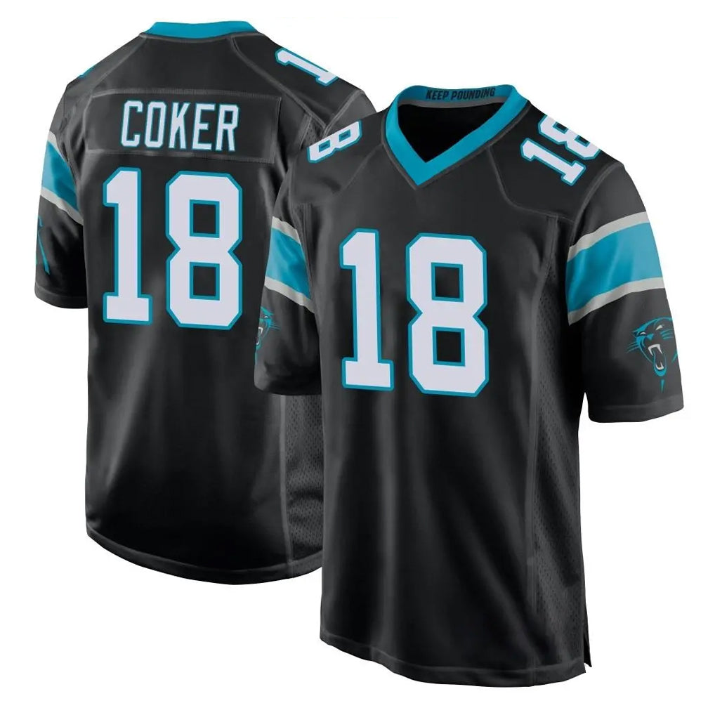 C.Panthers #18 Jalen Coker Player Black Game Ndoa Stitched Jerseys