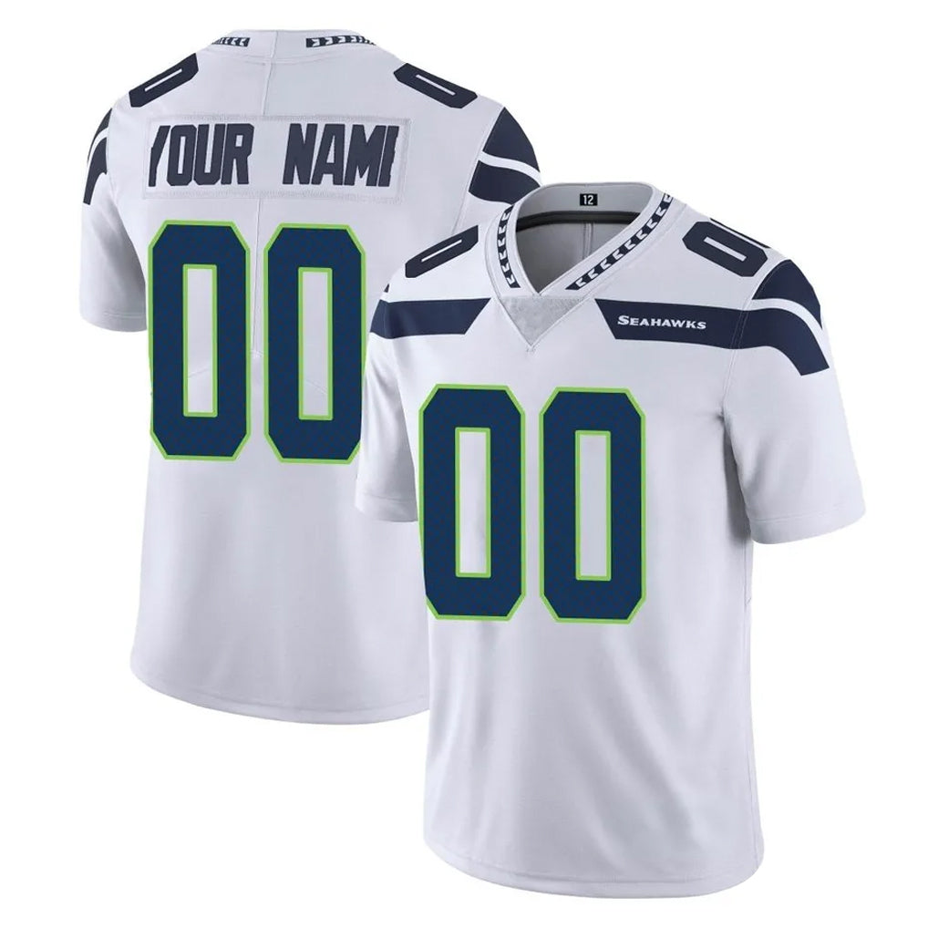 Custom S.Seahawks White Limited Vapor Untouchable Home Game Any Name & Numbers Ndoa Stitched Jerseys