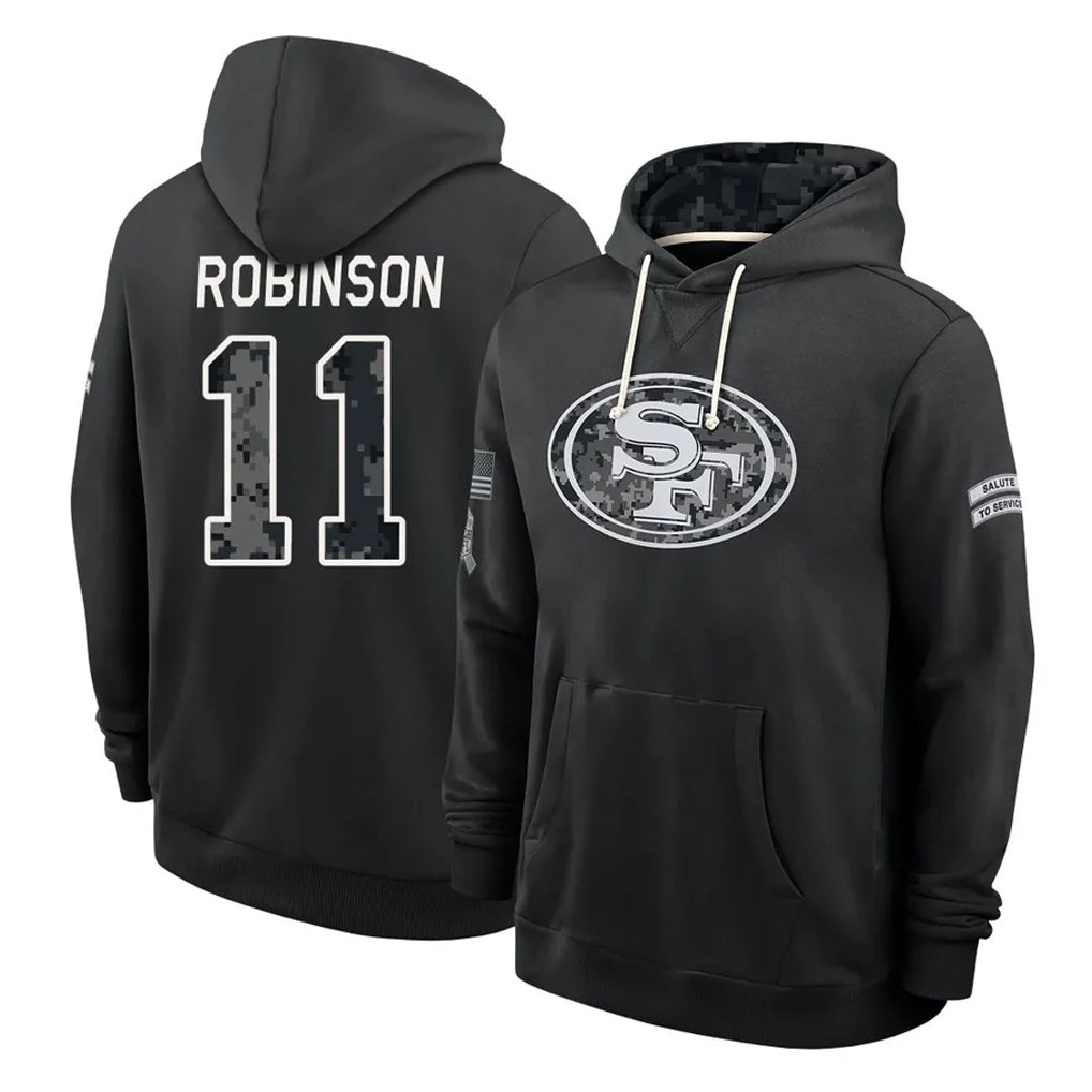 SF.49ers #11 Demarcus Robinson Player 2026 Black Logo Pullover Hoodies Limited Game Ndoa Stitched Jerseys