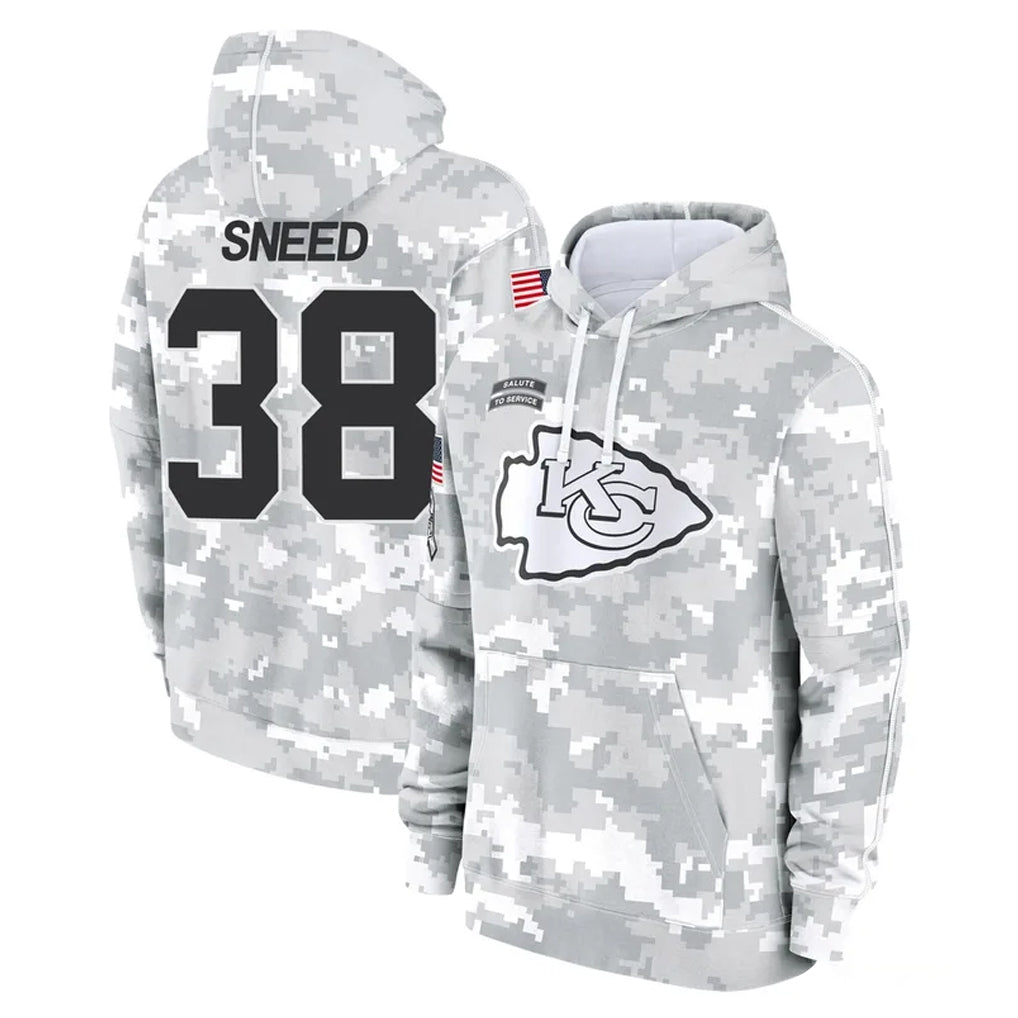 KC.Chiefs #38 L'Jarius Sneed Player Arctic Camo Salute to Service Hoodies Limited Game Stitched Jerseys