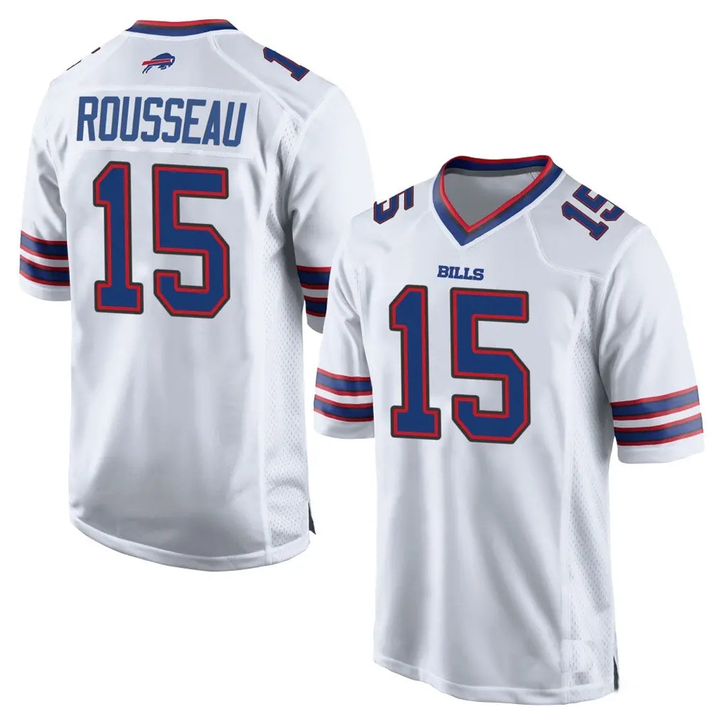 B.Bills #15 Greg Rousseau Player White Home Game Ndoa Stitched Jerseys