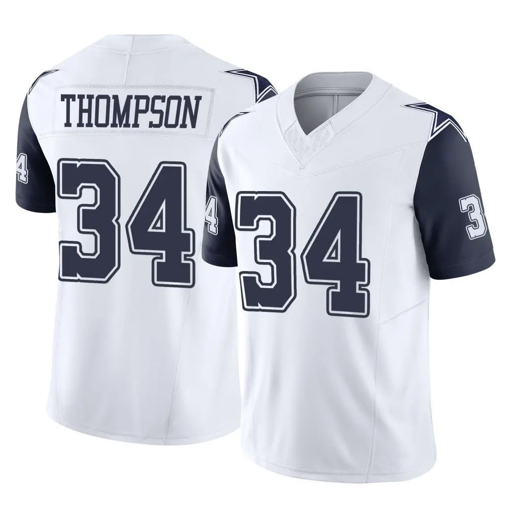 D.Cowboys #34 Jalen Thompson Player White-Navy Limited Vapor F.U.S.E. Home Game Ndoa Stitched Jerseys