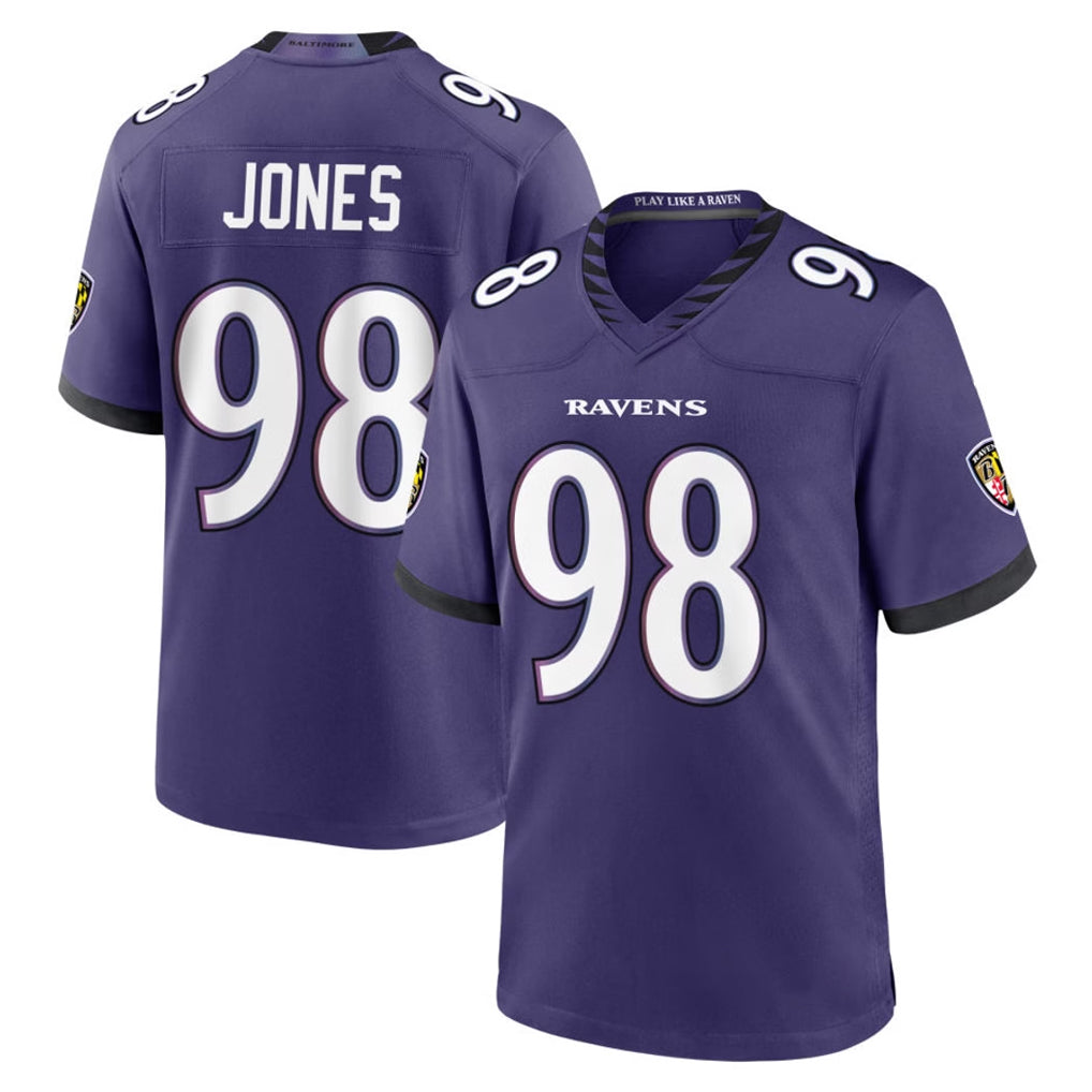 B.Ravens #98 Travis Jones Player Purple Limited Home Game Ndoa Stitched Jerseys