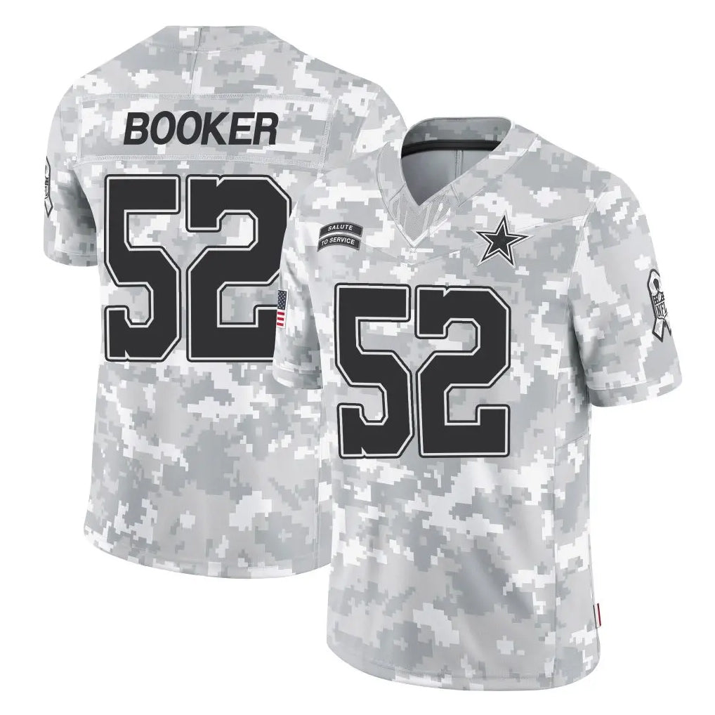 D.Cowboys #52 Tyler Booker Player Arctic Camo Salute to Service Limited Home Game Ndoa Stitched Jerseys