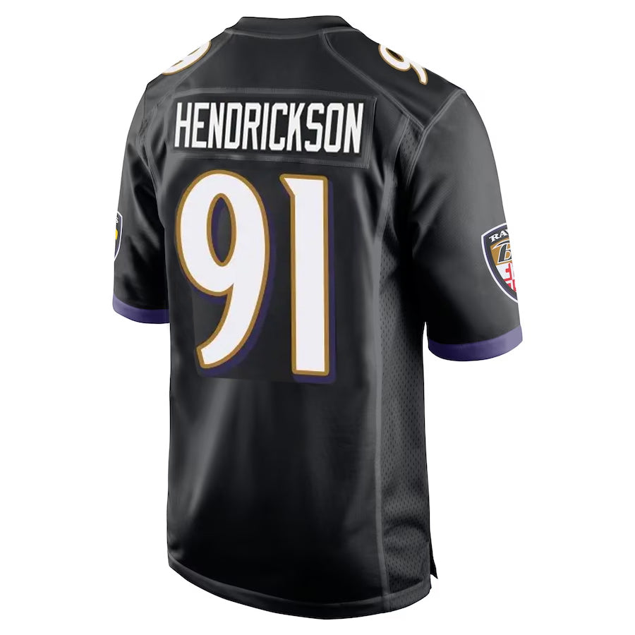 B.Ravens #91 Trey Hendrickson Player Black Alternate Home Game Ndoa Stitched Jerseys