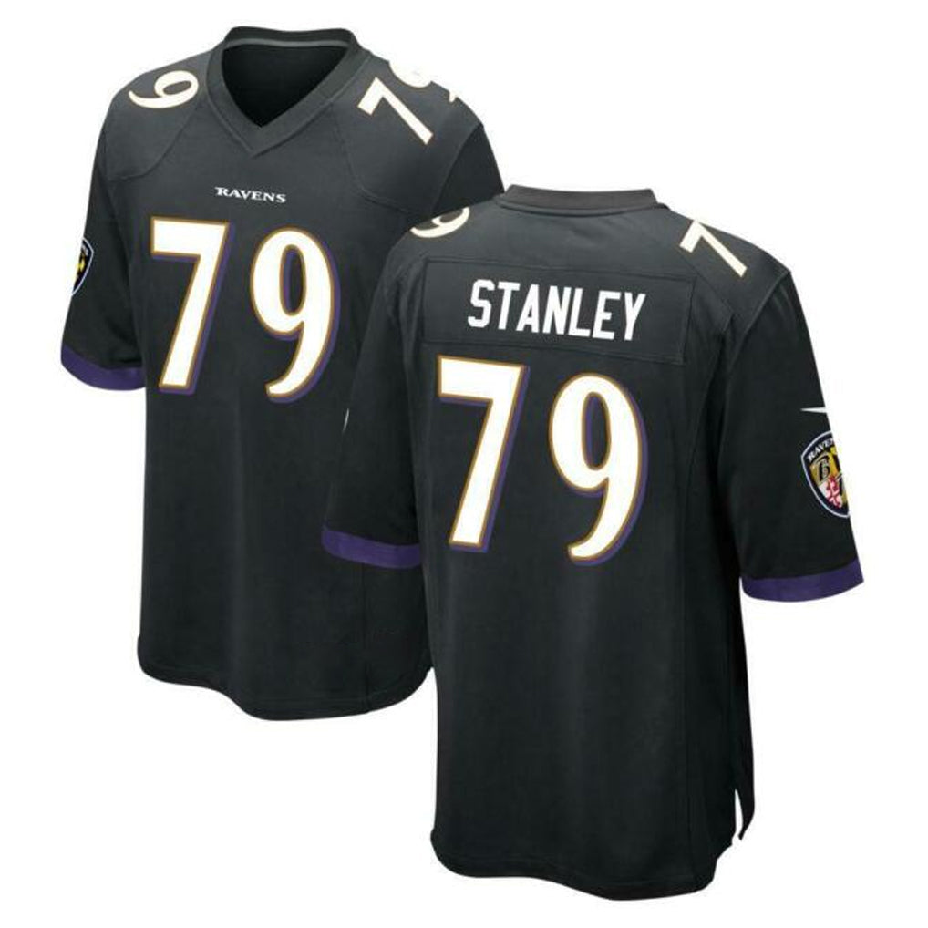 B.Ravens #79 Ronnie Stanley Player Black Alternate Home Game Ndoa Stitched Jerseys