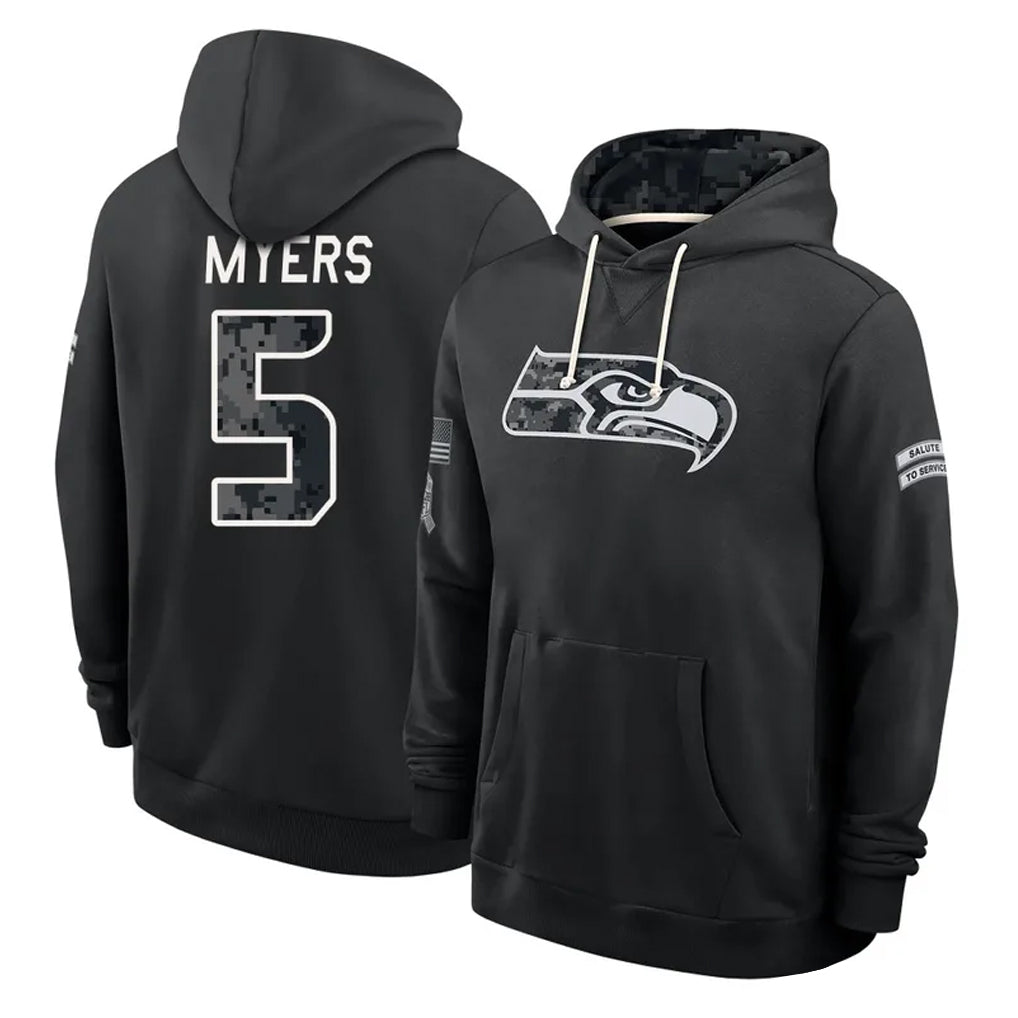 S.Seahawks #5 Jason Myers Player 2026 Black Logo Pullover Hoodies Limited Game Ndoa Stitched Jerseys