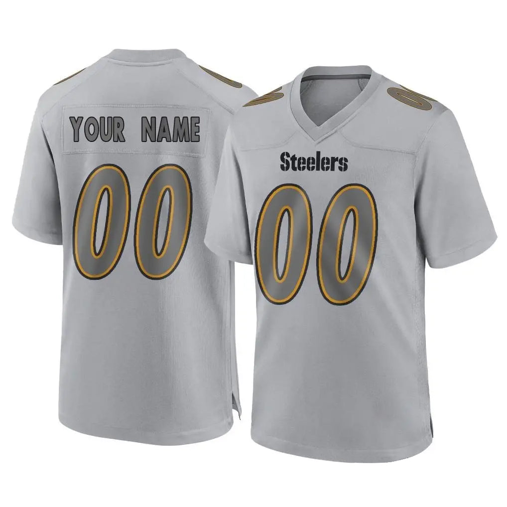 Custom P.Steelers Gray Atmosphere Fashion Home Game Any Name & Numbers Ndoa Stitched Jerseys