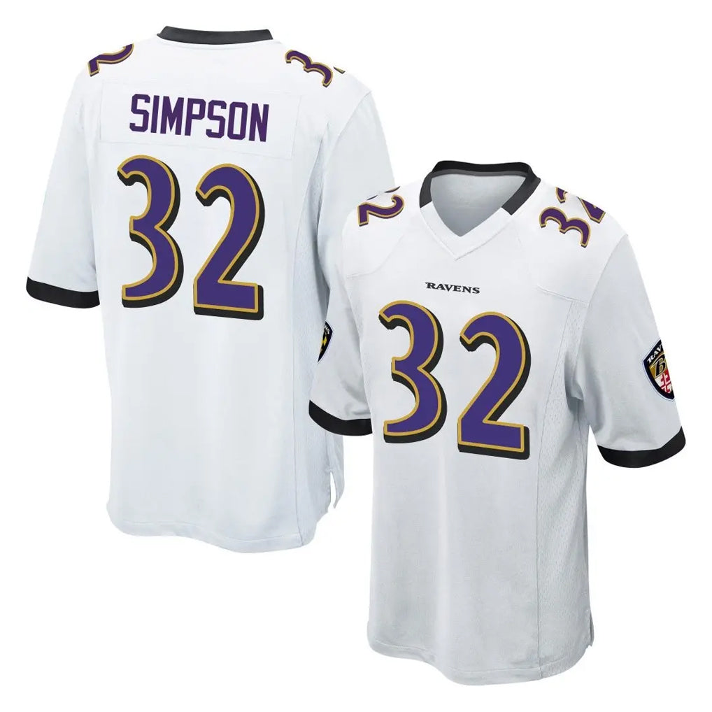 B.Ravens #32 Trenton Simpson Player White Home Game Ndoa Stitched Jerseys