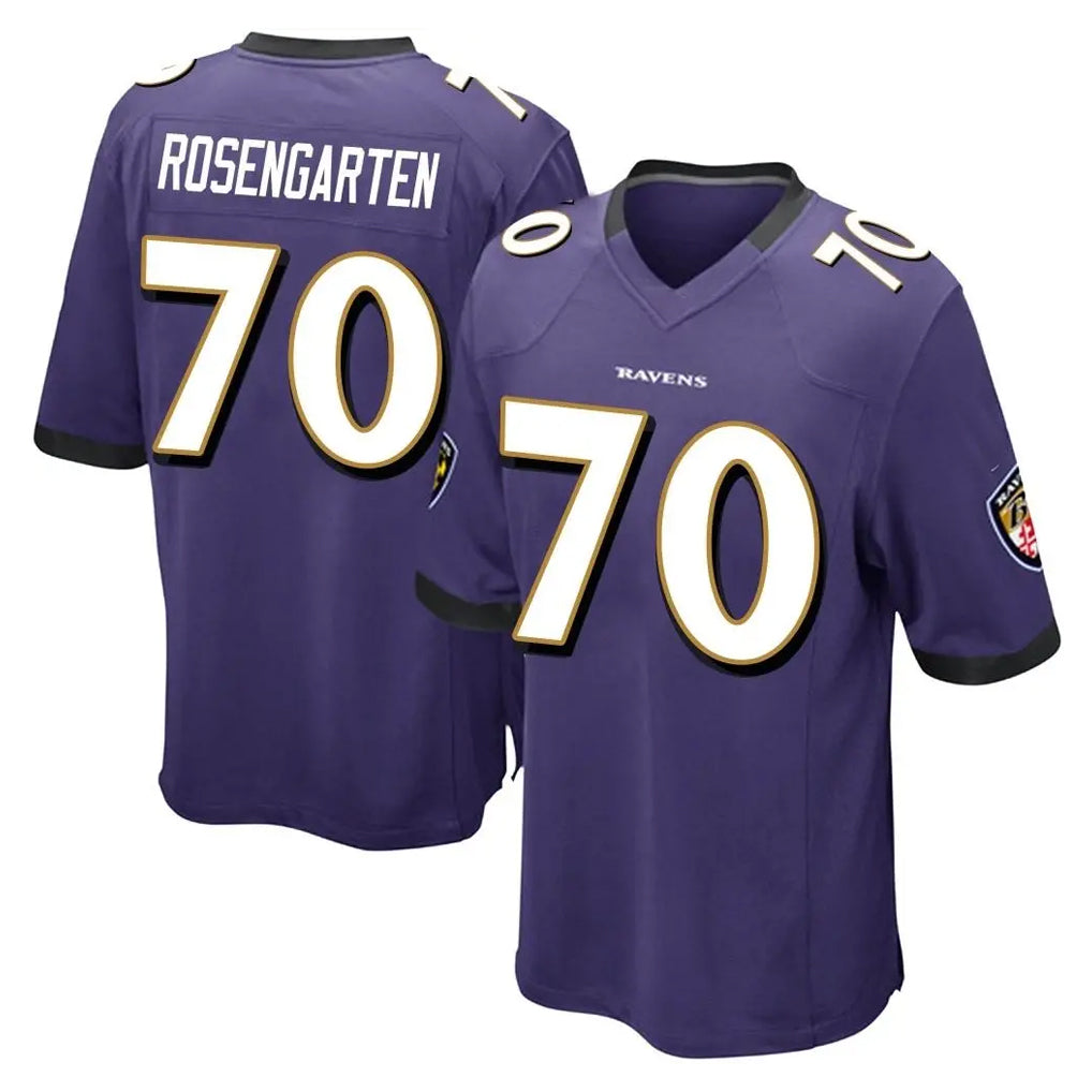 B.Ravens #70 Roger Rosengarten Player Purple Home Game Ndoa Stitched Jerseys