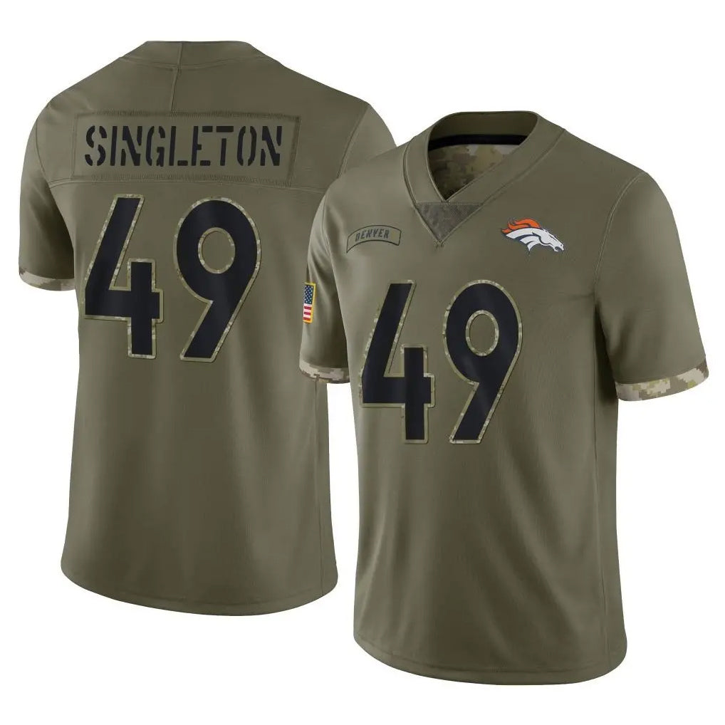 D.Broncos #49 Alex Singleton Player Olive Salute To Service Limited Ndoa Stitched Jerseys