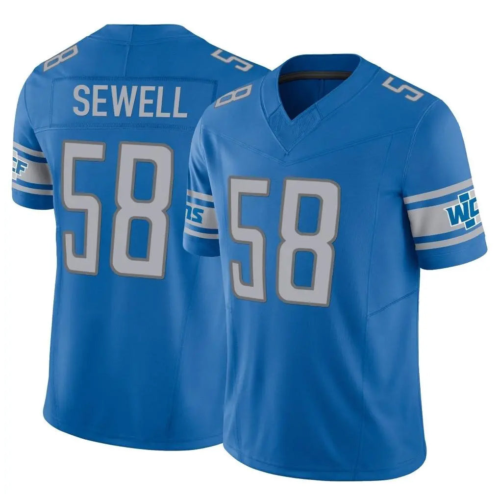 D.Lions #58 Penei Sewell Player Blue Vapor F.U.S.E. Limited Home Game Ndoa Stitched Jerseys