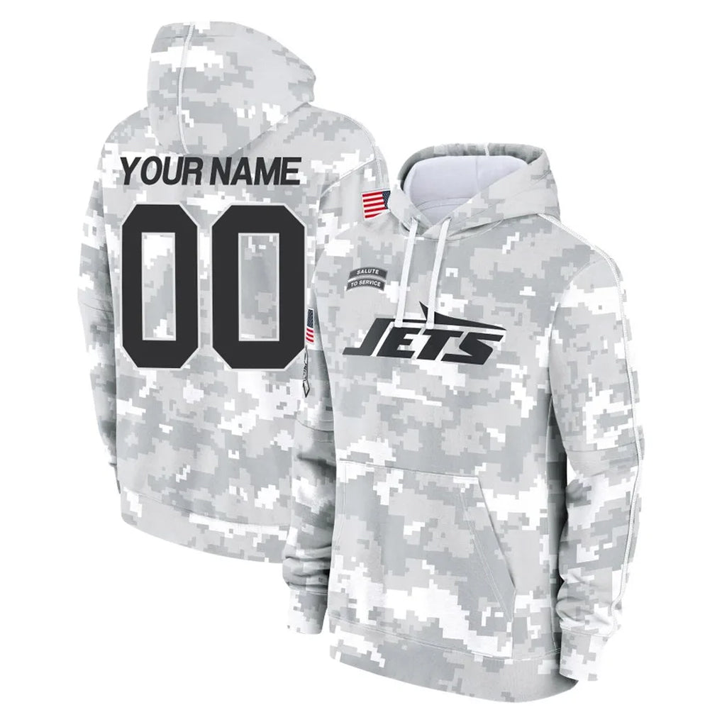 Custom NY.Jets Arctic Camo Salute to Service Pullover Hoodies Limited Game Any Name & Numbers Ndoa Stitched Jerseys