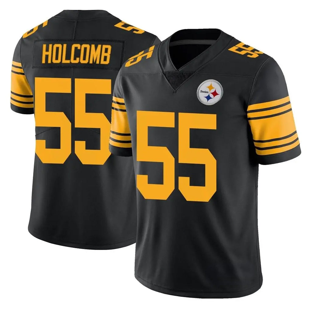 P.Steelers #55 Cole Holcomb Player Black Limited Color Rush Home Game Ndoa Stitched Jerseys