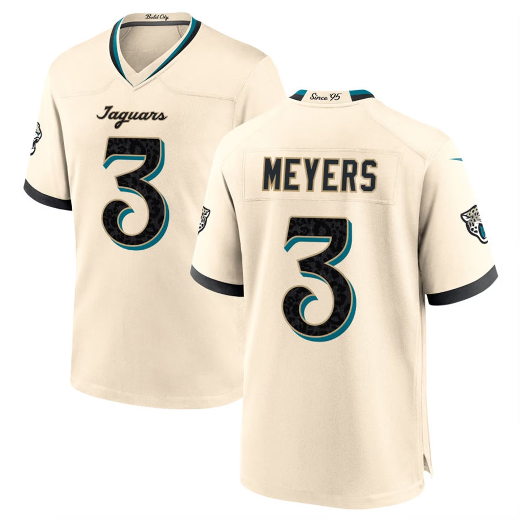 J.Jaguars #3 Jakobi Meyers Player Natural 2026 Rivalries Collection Game Ndoa Stitched Jerseys