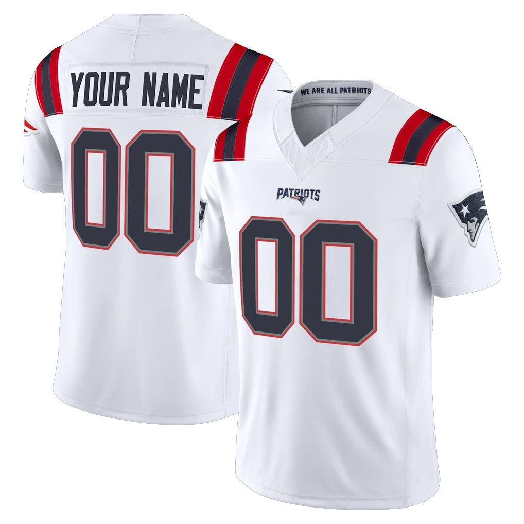 Custom NE.Patriots White Limited Vapor F.U.S.E. Home Game Any Name & Numbers Ndoa Stitched Jerseys