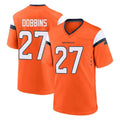 D.Broncos #27 J.K. Dobbins Player Orange Home Game Ndoa Stitched Jerseys