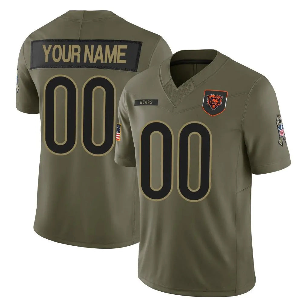 Custom C.Bears Olive Salute to Service Limited Home Game Any Name & Numbers Ndoa Stitched Jerseys