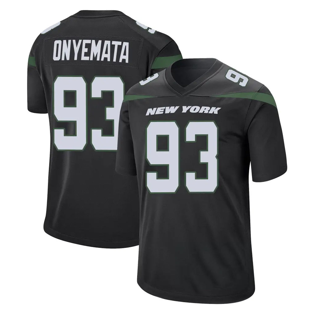 NY.Jets #93 David Onyemata Player Stealth Black Home Game Ndoa Stitched Jerseys
