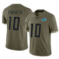 D.Lions #10 Isiah Pacheco Player Olive Salute To Service Limited Ndoa Stitched Jerseys