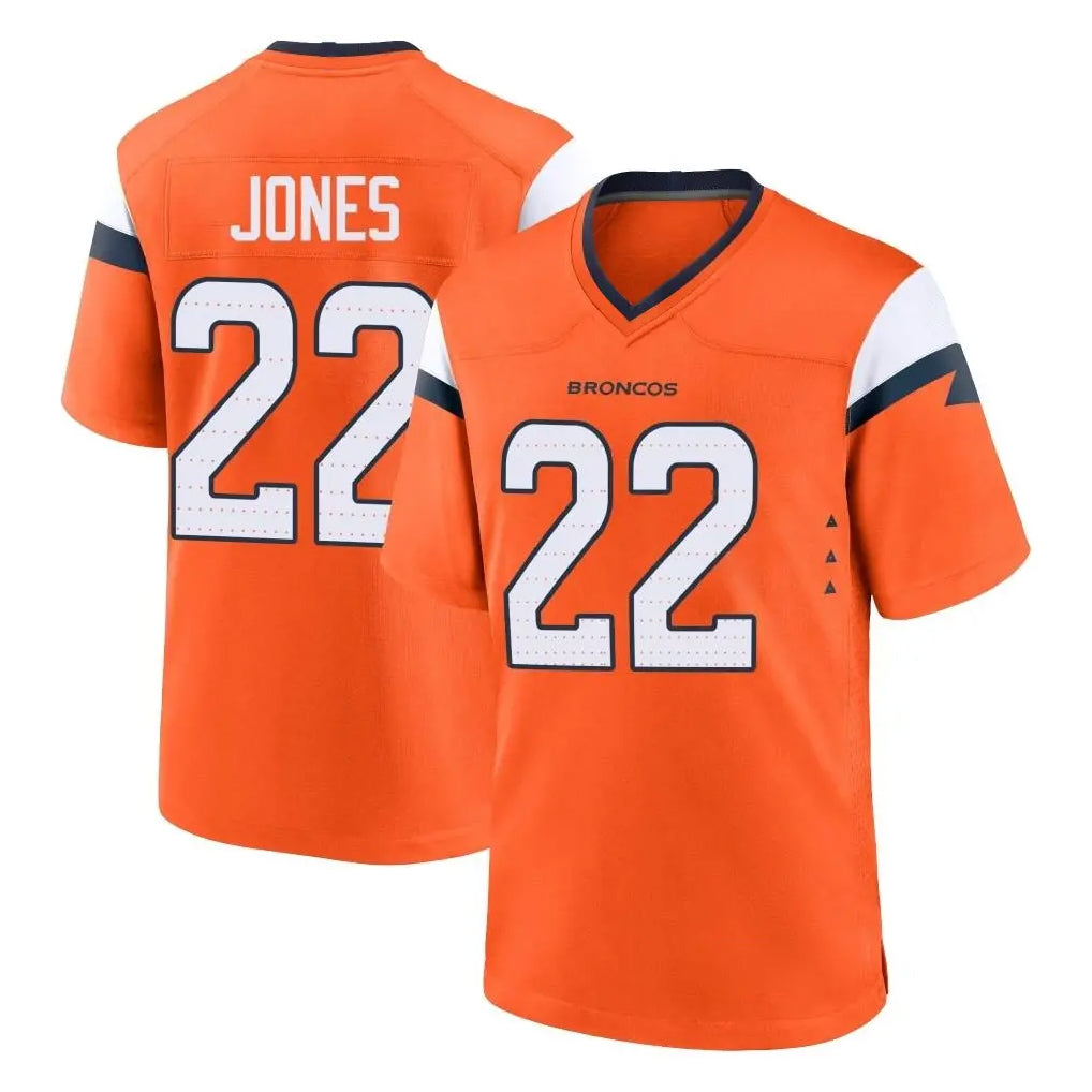 D.Broncos #22 Brandon Jones Player Orange Home Game Ndoa Stitched Jerseys