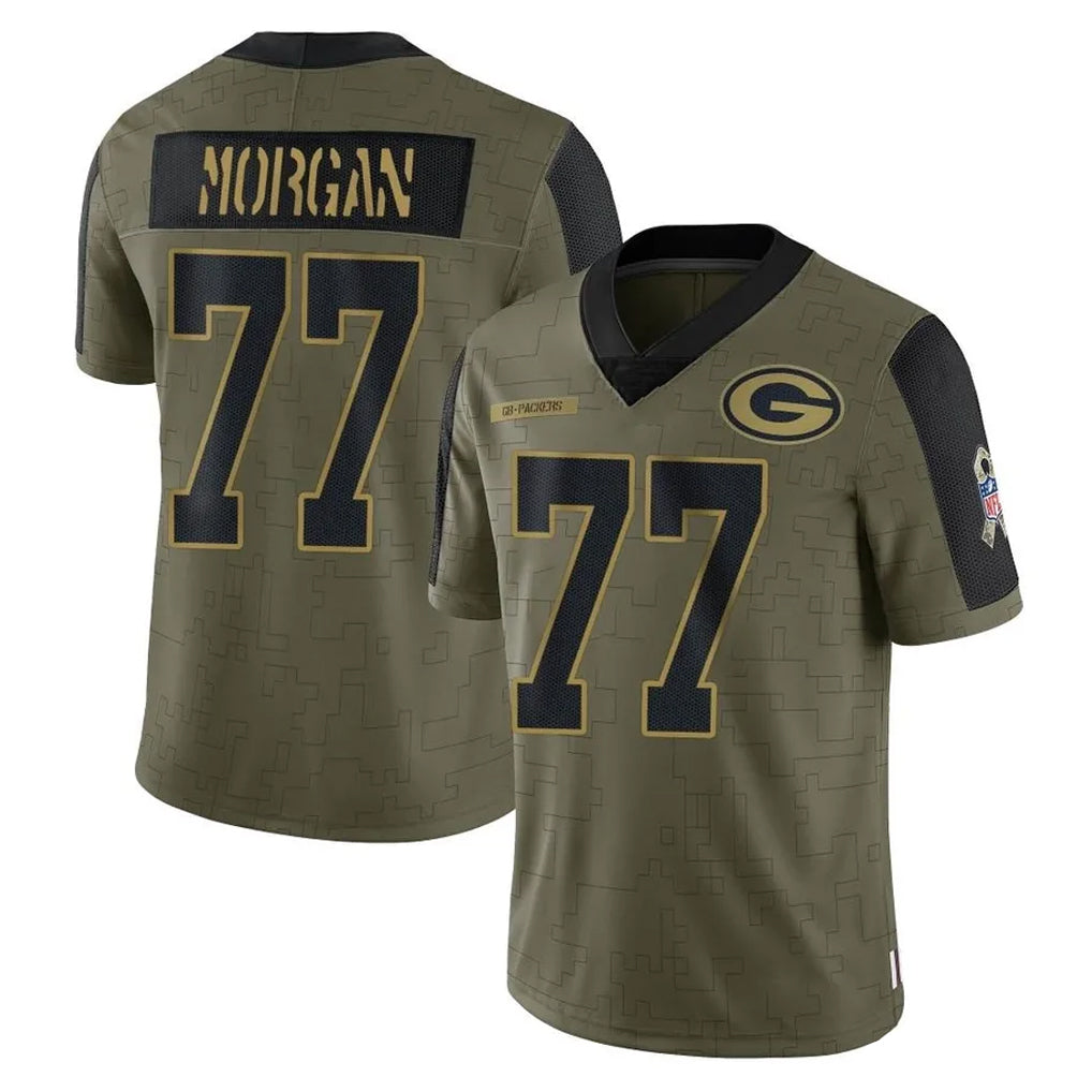 GB.Packers #77 Jordan Morgan Player Olive Salute To Service Limited Game Ndoa Stitched Jerseys