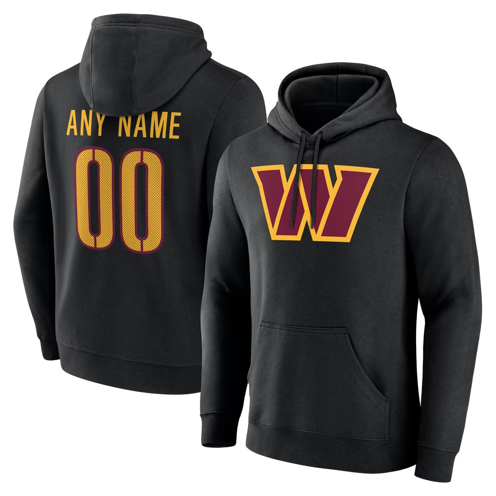 Custom W.Commanders Gray LOGO Performance Pullover Hoodies Game Any Name & Numbers Ndoa Stitched Jerseys