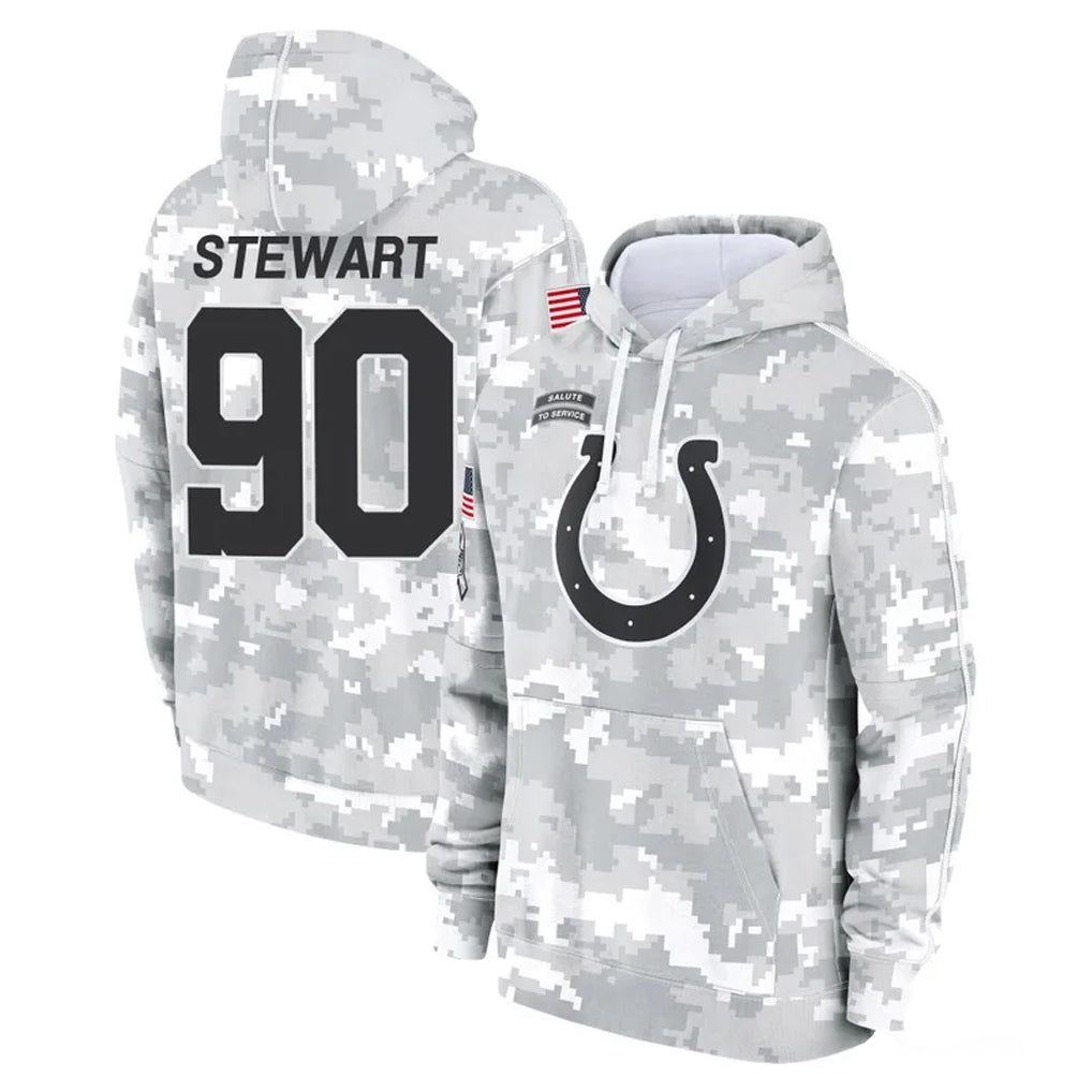 IN.Colts #90 Grover Stewart Player Arctic Camo Salute to Service Hoodies Limited Game Ndoa Stitched Jerseys