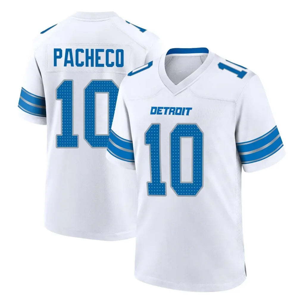 D.Lions #10 Isiah Pacheco Player White Alternate Home Game Ndoa Stitched Jerseys