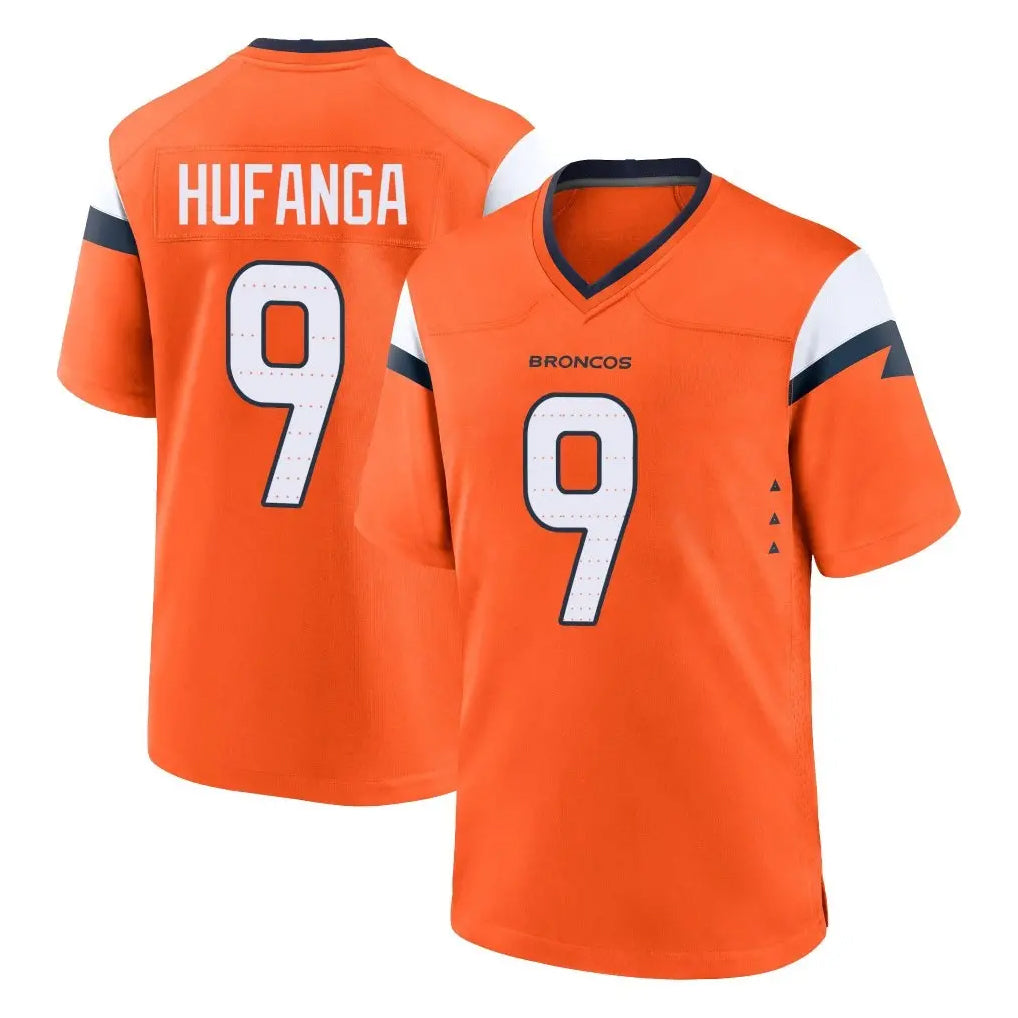 D.Broncos #9 Talanoa Hufanga Player Orange Home Game Ndoa Stitched Jerseys