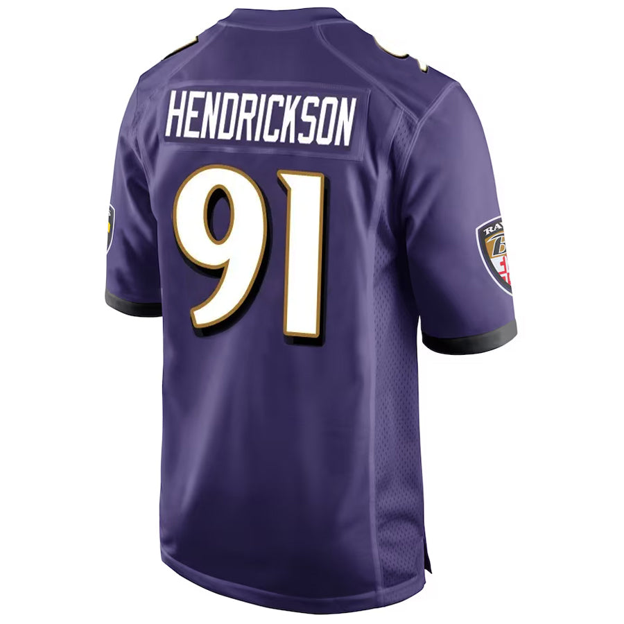B.Ravens #91 Trey Hendrickson Player Purple Alternate Home Game Ndoa Stitched Jerseys
