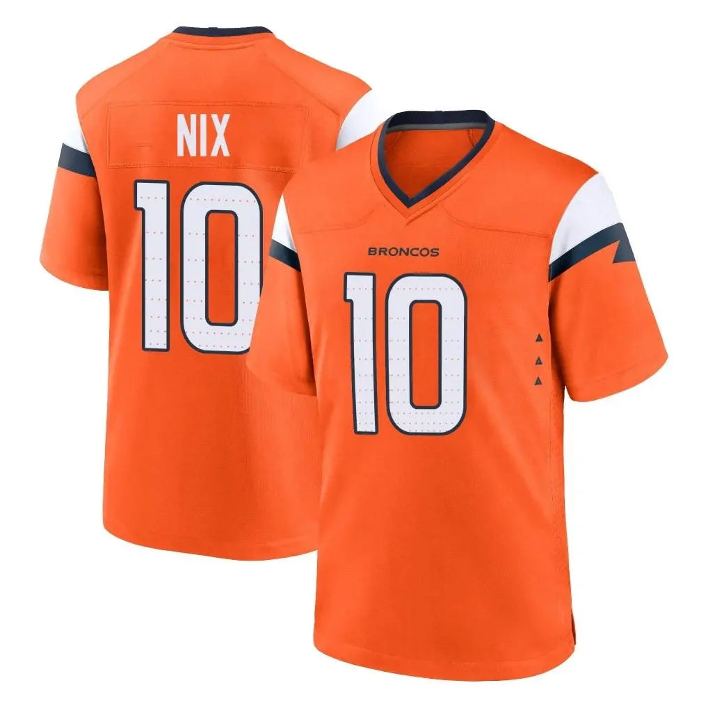 D.Broncos #10 Bo Nix Player Orange Home Game Ndoa Stitched Jerseys
