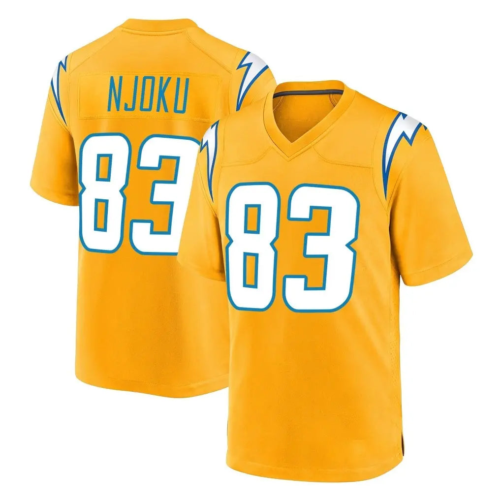 LA.Chargers #83 David Njoku Player Gold Home Game Stitched Jerseys