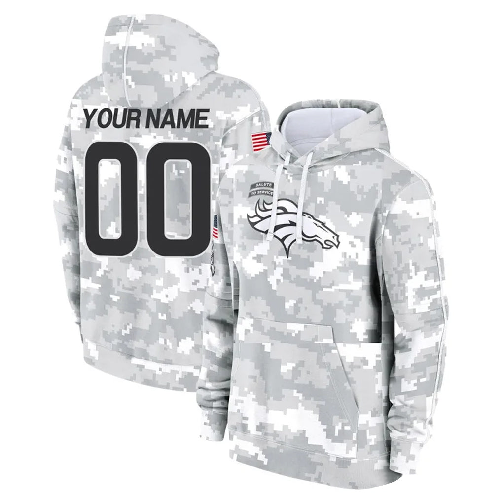 Custom D.Broncos Arctic Camo Salute to Service Hoodies Limited Any Name & Numbers Ndoa Stitched Jerseys