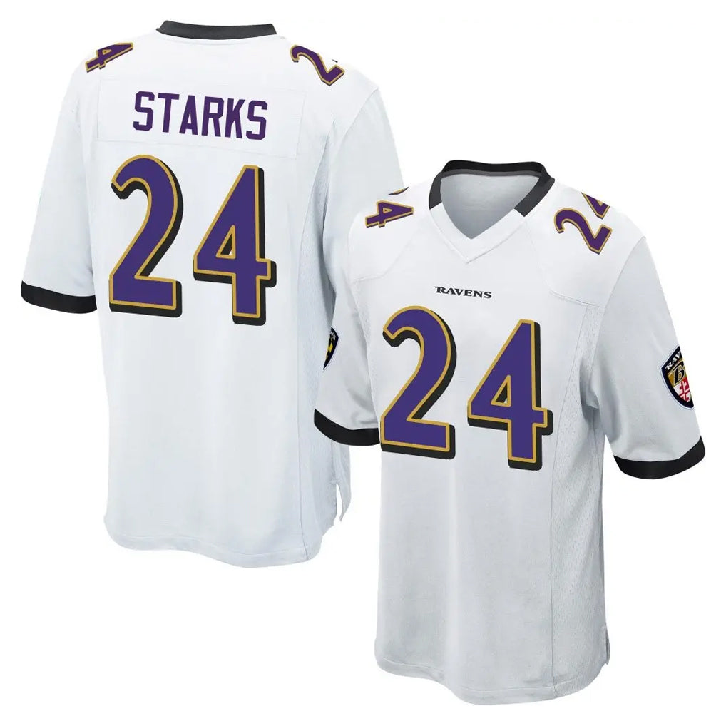 B.Ravens #24 Malaki Starks Player White Alternate Home Game Ndoa Stitched Jerseys
