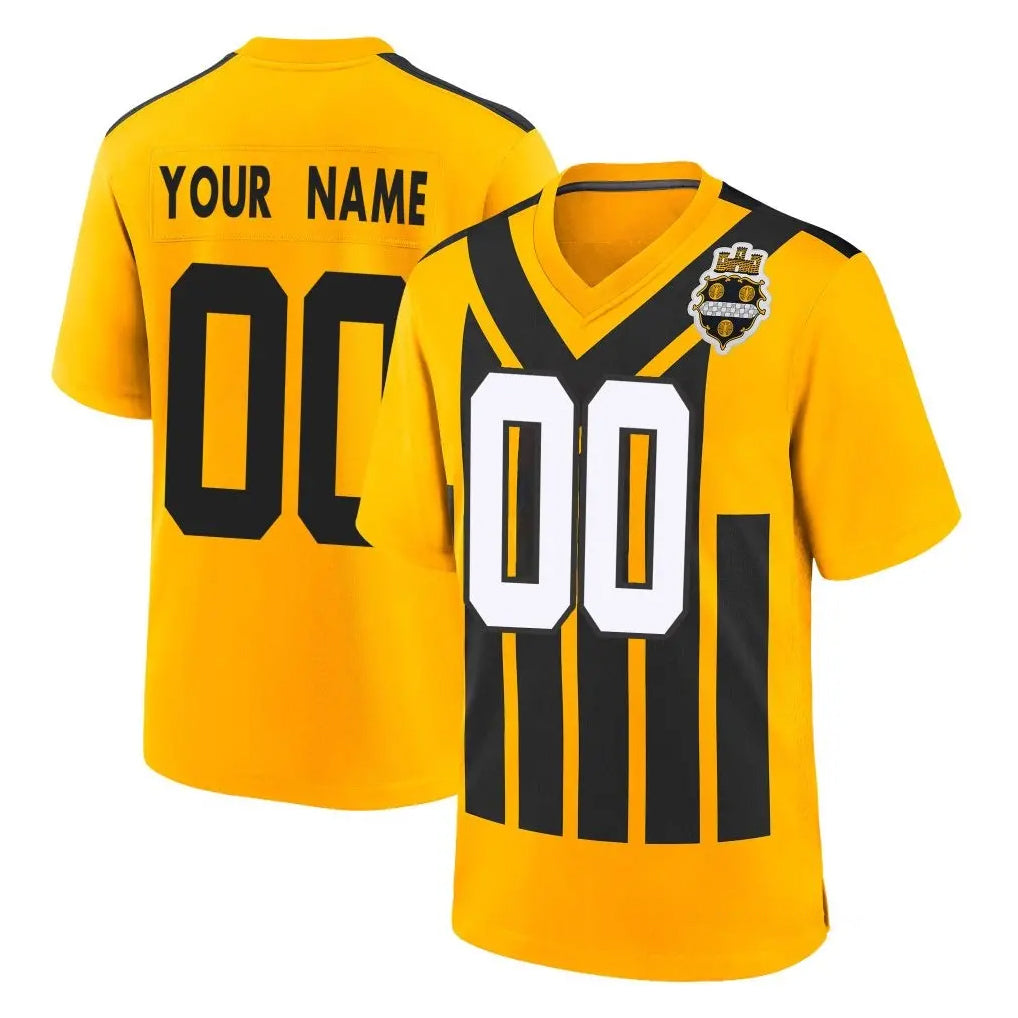 Custom P.Steelers Gold Limited 1933 Throwback Home Game Any Name & Numbers Ndoa Stitched Jerseys
