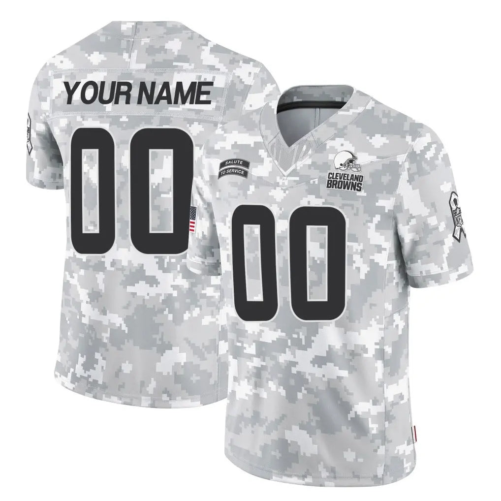 Custom C.Browns Arctic Camo Salute to Service Limited Home Game Any Name & Numbers Ndoa Stitched Jerseys