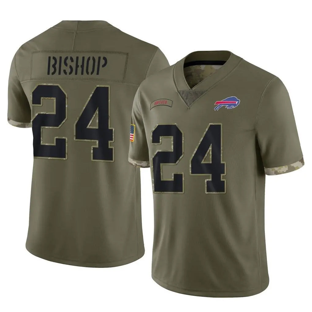 B.Bills #24 Cole Bishop Player Olive Salute To Service Game Ndoa Stitched Jerseys