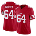 SF.49ers #64 Jake Brendel Player Red Limited Vapor F.U.S.E. Home Game Ndoa Stitched Jerseys