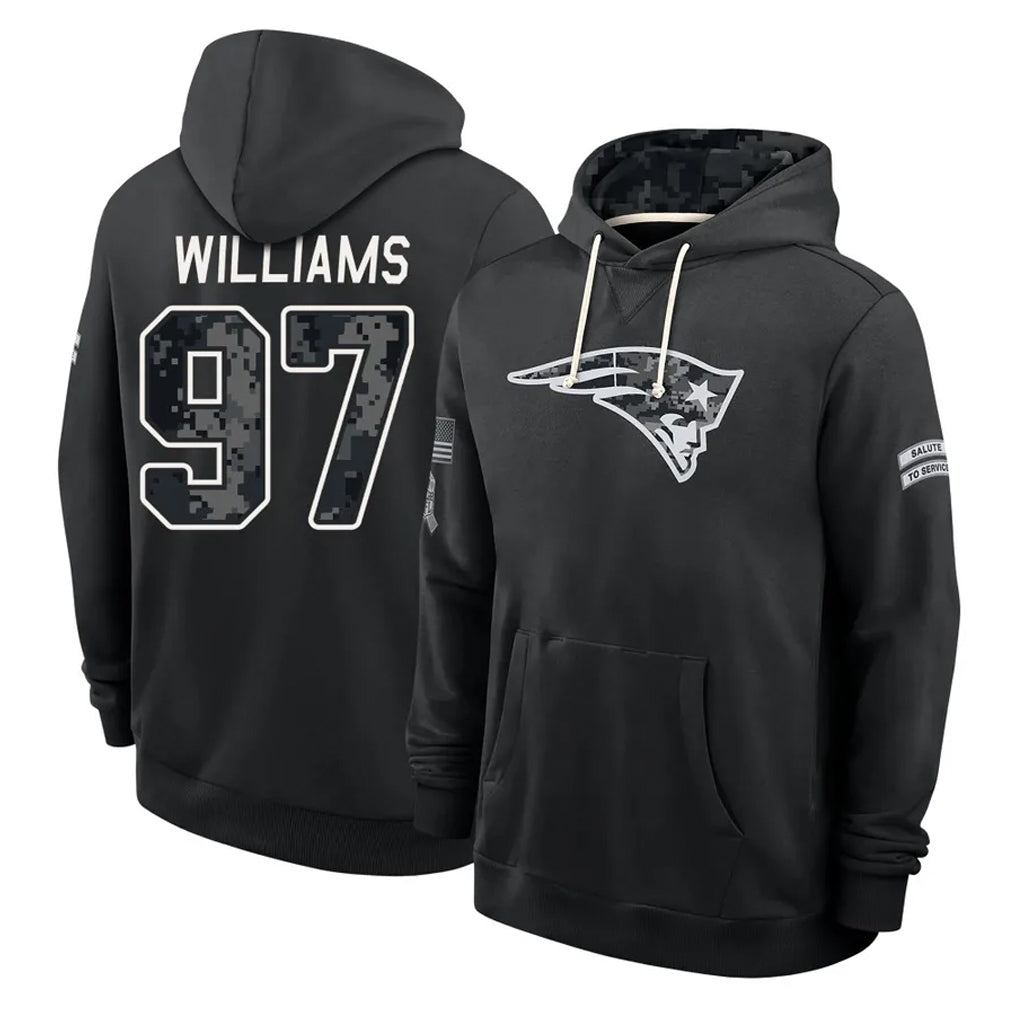 NE.Patriots #97 Milton Williams Player 2026 Black Logo Pullover Hoodies Limited Game Ndoa Stitched Jerseys