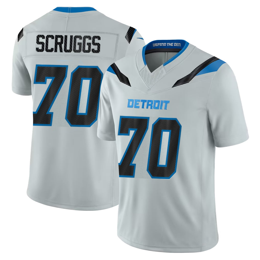 D.Lions #70 Juice Scruggs Player Silver Limited 2026 Rivalries Collection Home Game Ndoa Stitched Jerseys